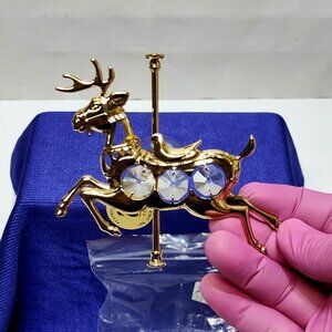Crystal Delight 24K GP Reindeer Suncatcher Austrian Crystals Window Display 1997